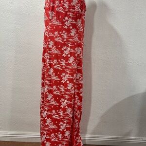 Red and White‎ Tropical Maxi Dress